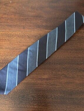 Vintage Elder Beerman Brown White Gray Striped Tie Made In USA
